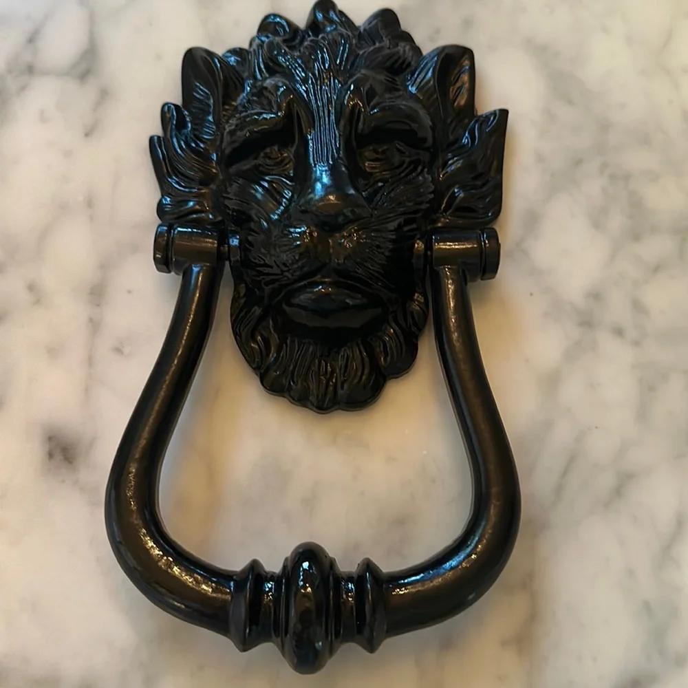 Black Cast Iron Lion'sHead Door Knocker. NIB - Picture 1 of 6